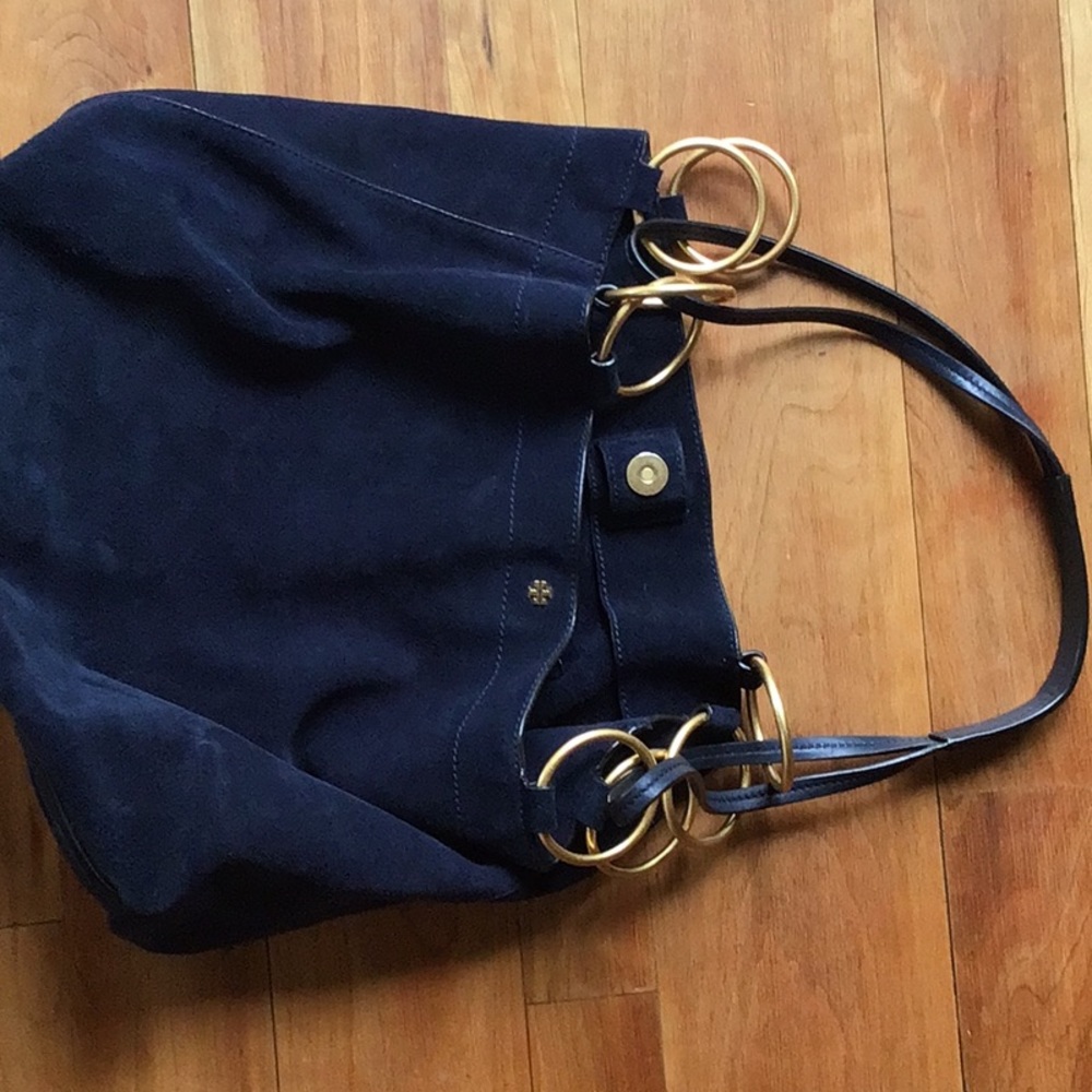 Blue suede bag
